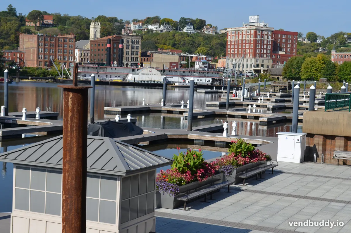 Downtown Dubuque, IA, the core of the local vending market covered in this guide