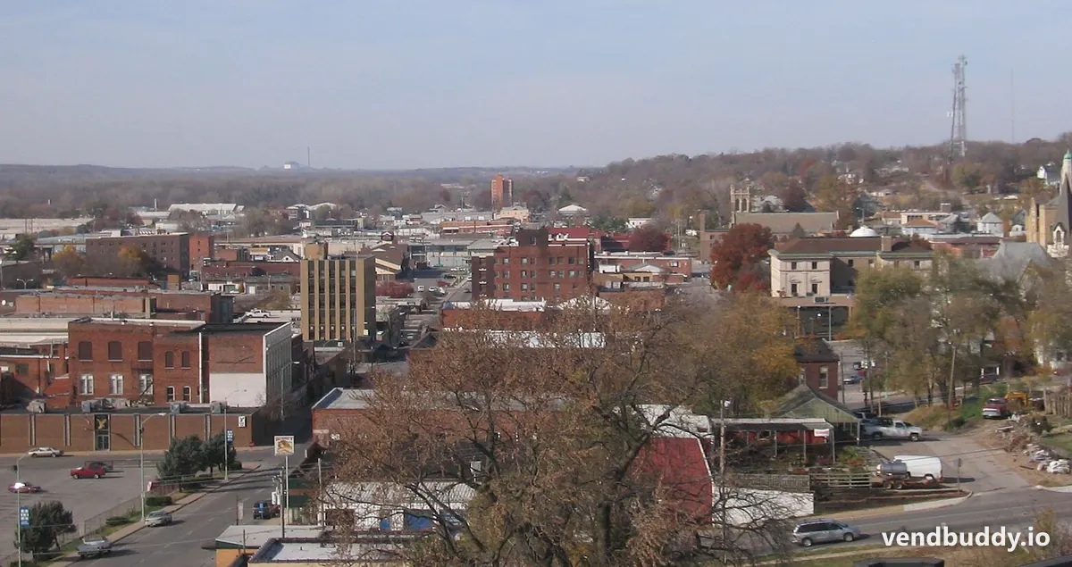 Downtown Ottumwa, IA, the core of the local vending market covered in this guide