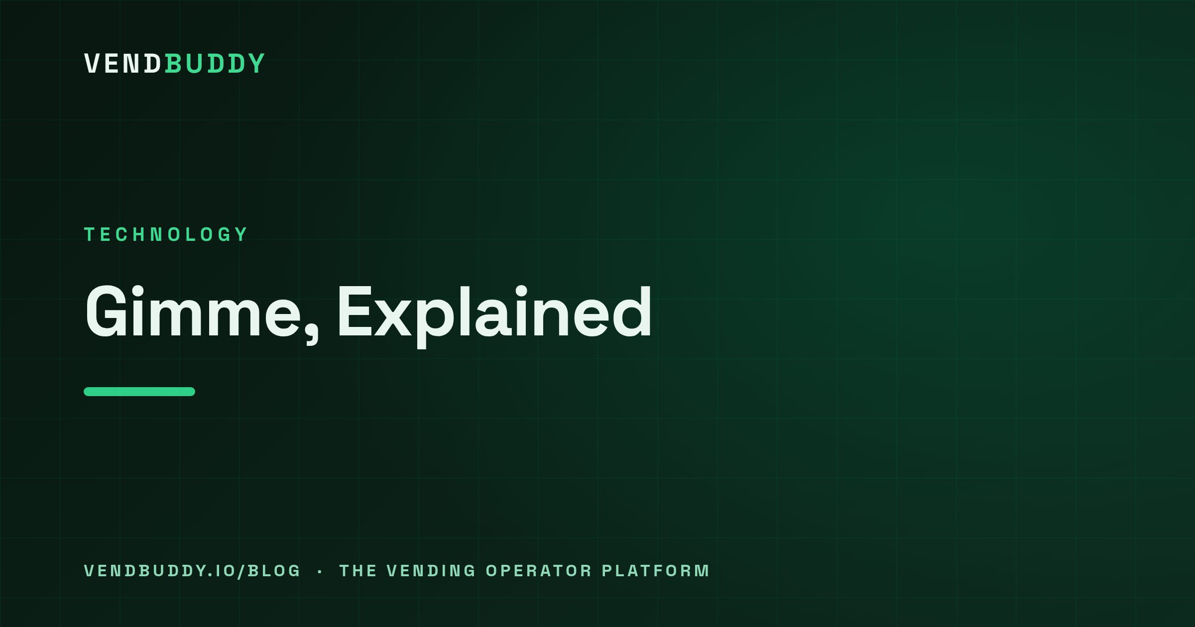 VendBuddy guide cover card: Gimme Vending Explained: Bluetooth DEX, and What It Actually Costs