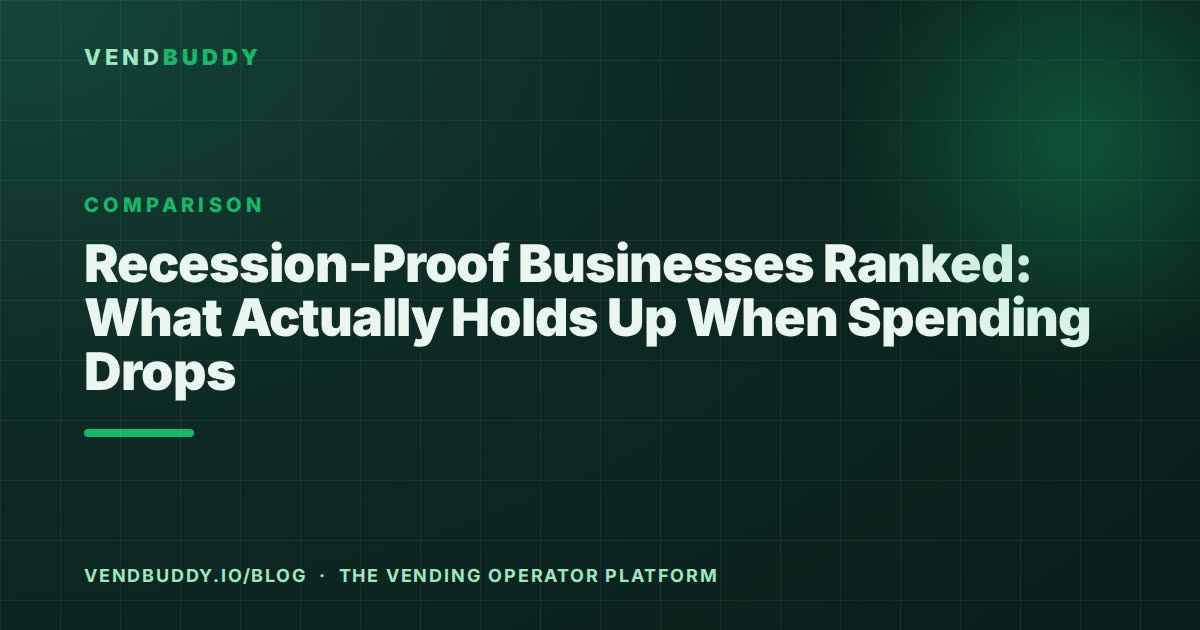 VendBuddy guide card: Recession-Proof Businesses Ranked - what actually holds up when spending drops