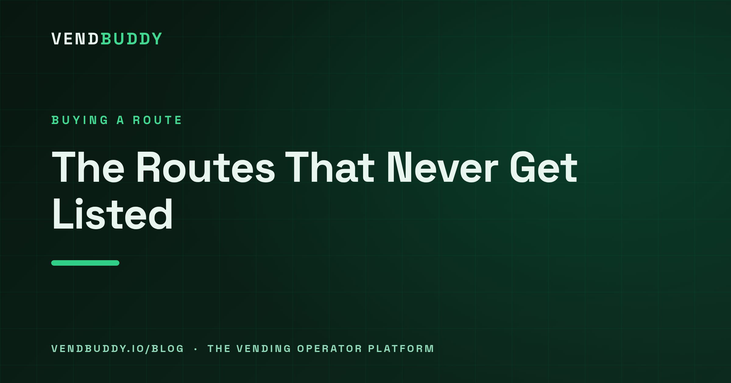 VendBuddy guide cover card: Buying a Vending Route From a Retiring Operator — the Deals That Never Get Listed