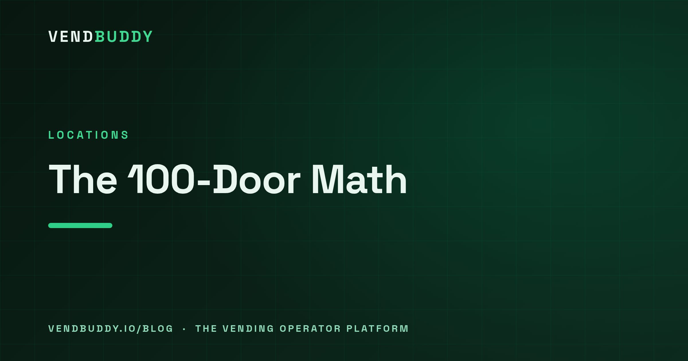 VendBuddy guide cover card: The 100-Door Math: How Many Locations You Actually Have to Contact