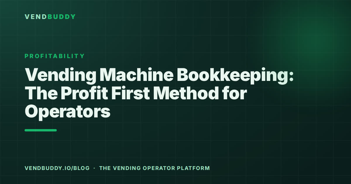 VendBuddy guide card: vending bookkeeping and profit first
